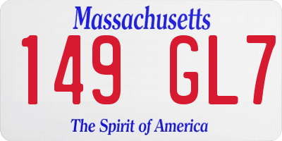MA license plate 149GL7
