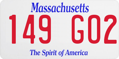 MA license plate 149GO2