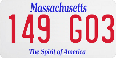MA license plate 149GO3