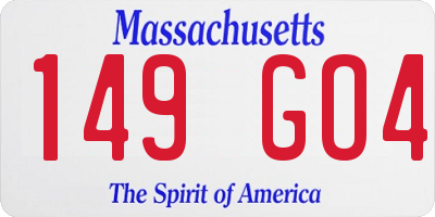 MA license plate 149GO4
