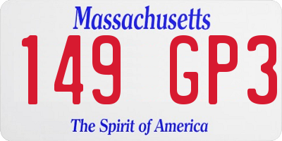 MA license plate 149GP3