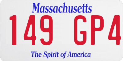 MA license plate 149GP4