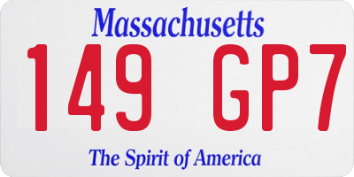 MA license plate 149GP7
