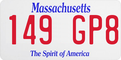 MA license plate 149GP8