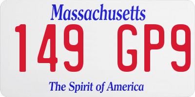 MA license plate 149GP9