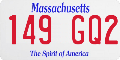 MA license plate 149GQ2