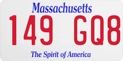 MA license plate 149GQ8