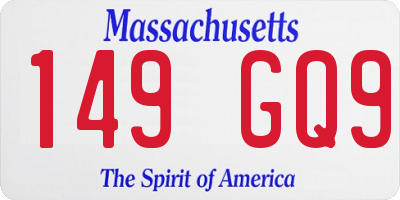 MA license plate 149GQ9