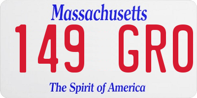 MA license plate 149GR0