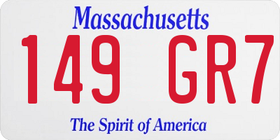 MA license plate 149GR7