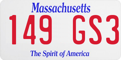 MA license plate 149GS3