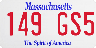 MA license plate 149GS5