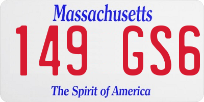 MA license plate 149GS6