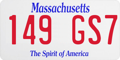 MA license plate 149GS7