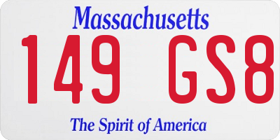 MA license plate 149GS8