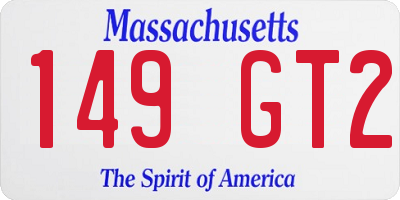 MA license plate 149GT2