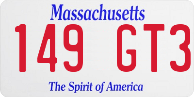 MA license plate 149GT3