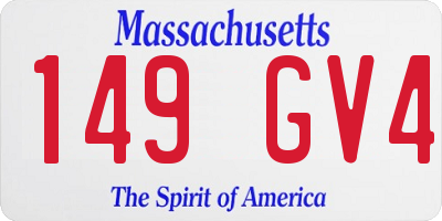 MA license plate 149GV4
