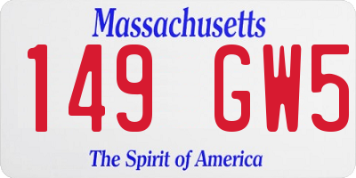 MA license plate 149GW5