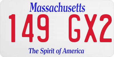 MA license plate 149GX2
