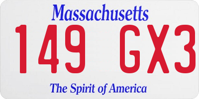 MA license plate 149GX3