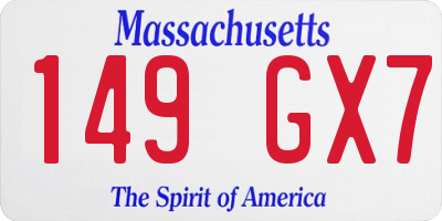 MA license plate 149GX7