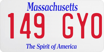 MA license plate 149GY0