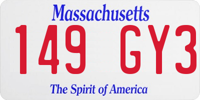 MA license plate 149GY3