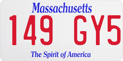 MA license plate 149GY5