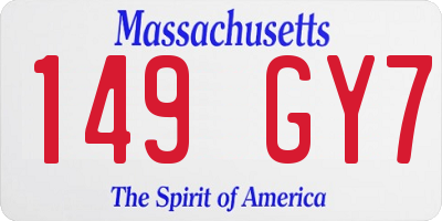 MA license plate 149GY7