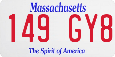 MA license plate 149GY8