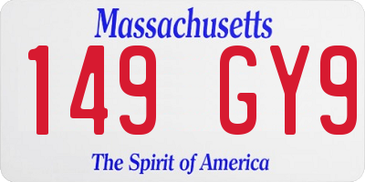 MA license plate 149GY9