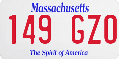 MA license plate 149GZ0
