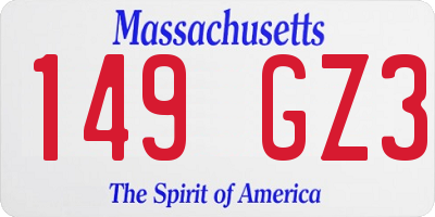 MA license plate 149GZ3