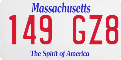 MA license plate 149GZ8