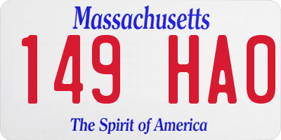 MA license plate 149HA0