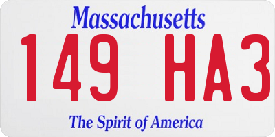 MA license plate 149HA3