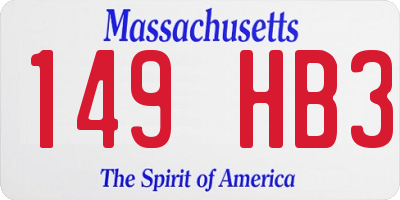 MA license plate 149HB3