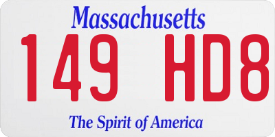 MA license plate 149HD8