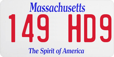 MA license plate 149HD9