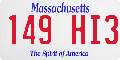 MA license plate 149HI3