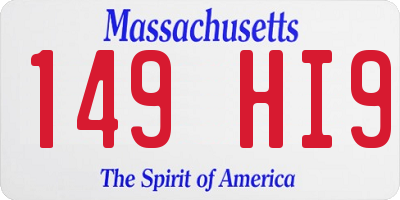 MA license plate 149HI9