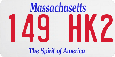 MA license plate 149HK2