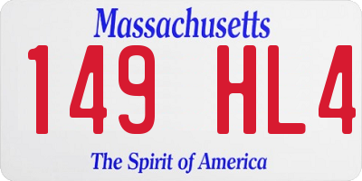 MA license plate 149HL4