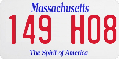 MA license plate 149HO8