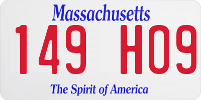 MA license plate 149HO9