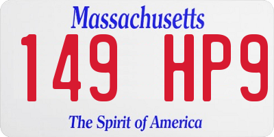 MA license plate 149HP9