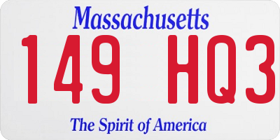 MA license plate 149HQ3
