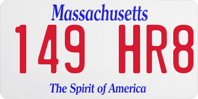 MA license plate 149HR8