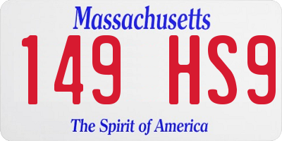 MA license plate 149HS9